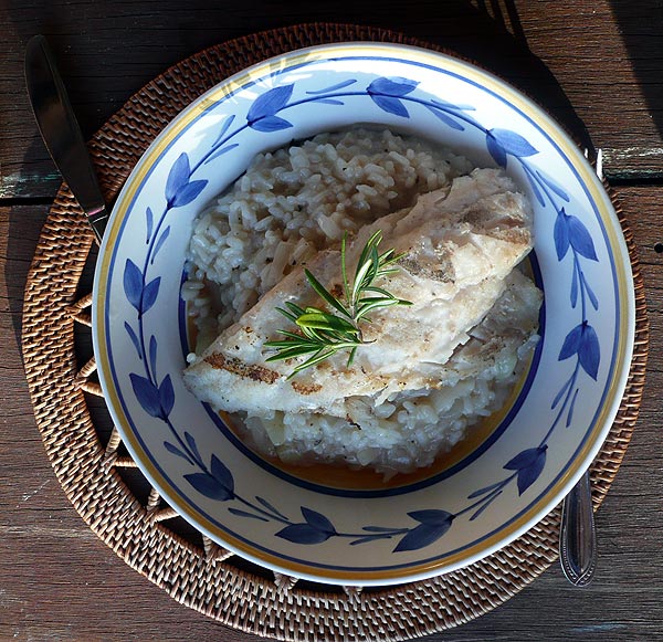 Grilled Fish with Pear Risotto